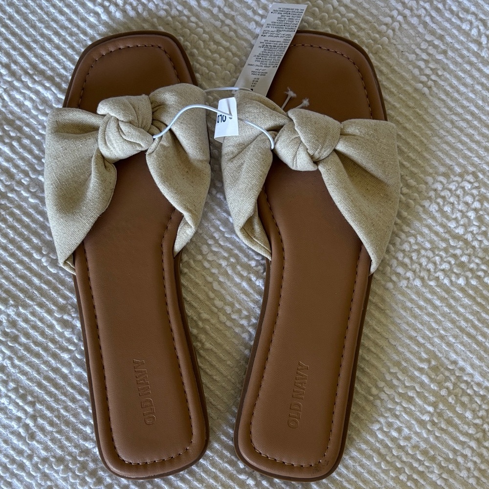 Old Navy Tan-Brown Knot Slide Sandals for Women